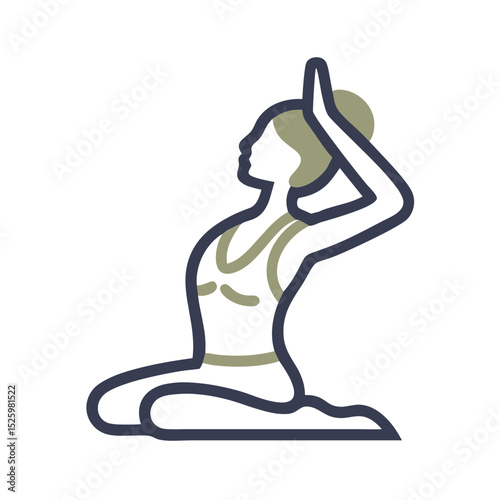 Yoga Pose Line Icon for Fitness Apps, Wellness Websites, Stretching Guides, Physical Therapy Resources and Flexibility Training Illustrations