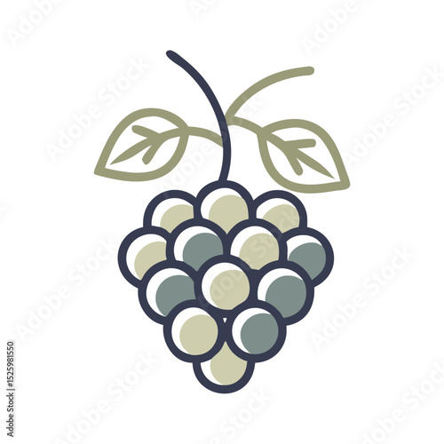 Fresh Grapes Illustration for Food Blogs, Recipe Websites and Nutrition Education Materials - Simple Fruit Drawing for Healthy Eating and Antioxidant-Rich Diet Content
