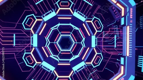 Futuristic Hexagon Technology Background – 3D Rendering, Big Data Concept, 4K Animation