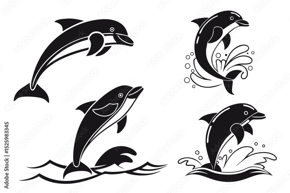 Naklejka premium set of dolphins