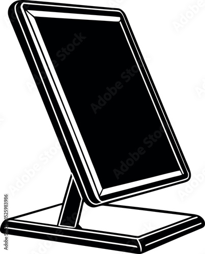 Tablet on Stand with Sleek, Modern Design Elements vector silhouette