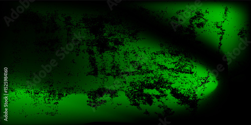 Grunge bright neon background. Green scuffs on a black wall. Dirt grunge distress texture. Overlay grunge. Alpha channel.
