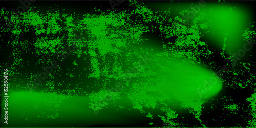 Grunge bright neon background. Green scuffs on a black wall. Dirt grunge distress texture. Overlay grunge. Alpha channel.
