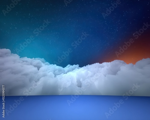Night sky over clouds