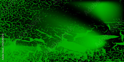 Grunge bright neon background. Green scuffs on a black wall. Dirt grunge distress texture. Overlay grunge. Alpha channel.