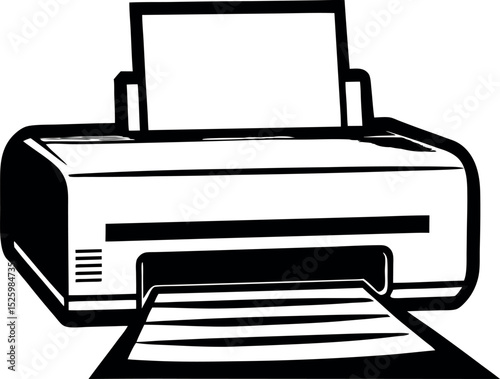 Bold and simple printer illustration ready to print some documents soon vector silhouette