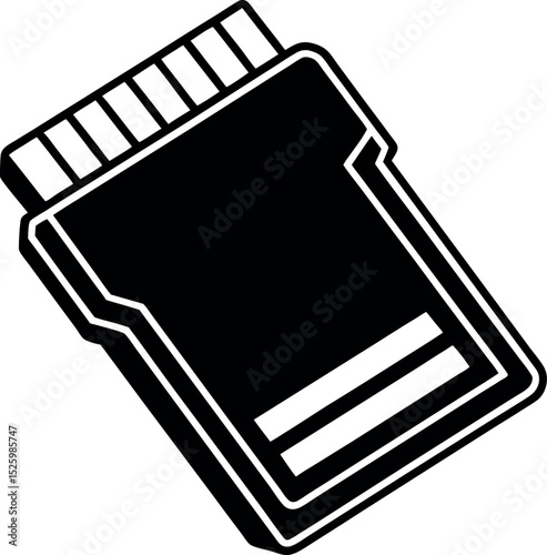 SD card memory storage device vector silhouette