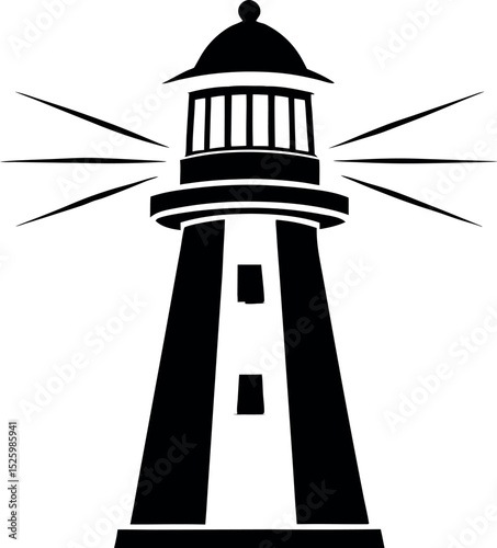 Lighthouse Beacon with Light Rays Illustration vector silhouette