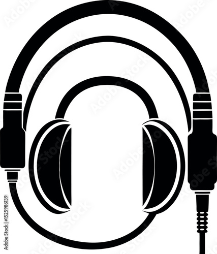 Iconic Headphones with Cable, a Symbol of Audio and Personal Sound vector silhouette