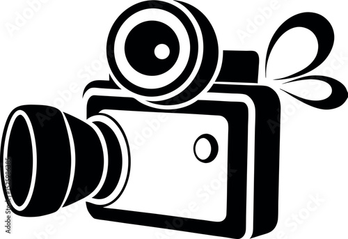 illustration of an old fashioned movie camera vector silhouette