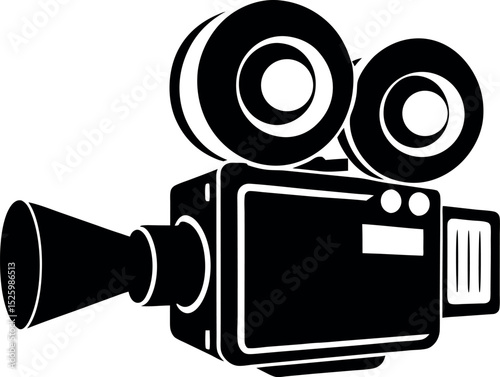 Vintage Film Camera Icon Symbolizing Classic Cinema and Filmmaking History vector silhouette