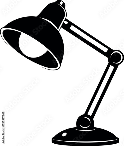 Adjustable Desk Lamp with Bulb vector silhouette