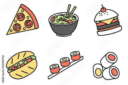 set of pizza icons
