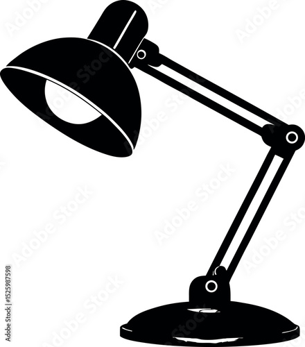 Silhouette of a classic adjustable desk lamp with articulated arm design vector