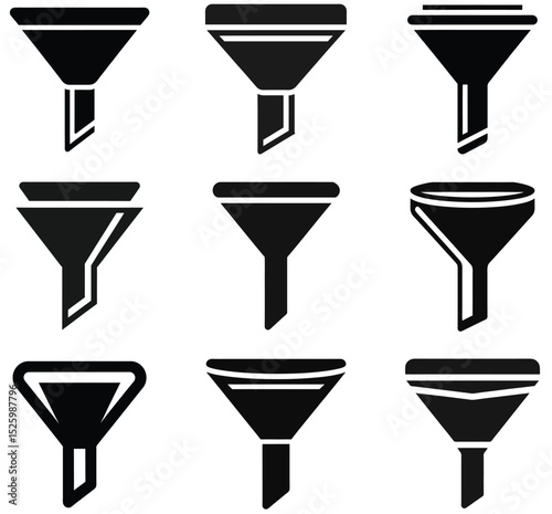 Nine Different Shapes of Black and White Funnels