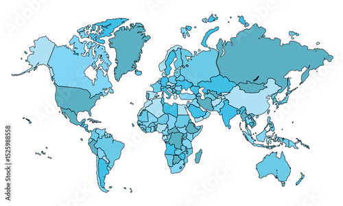 World map isolated on white background. for website layouts, background, education, precise, customizable, Travel worldwide, map silhouette backdrop, earth geography, political, reports.