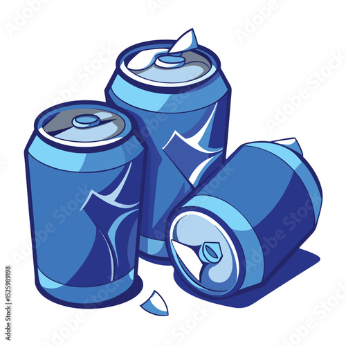 blue crumpled-soda-cans-set-vector-image-on-white background