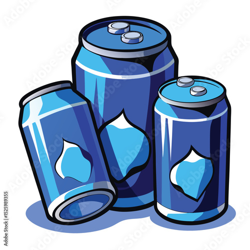 blue crumpled-soda-cans-set-vector-image-on-white background