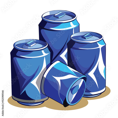 blue crumpled-soda-cans-set-vector-image-on-white background
