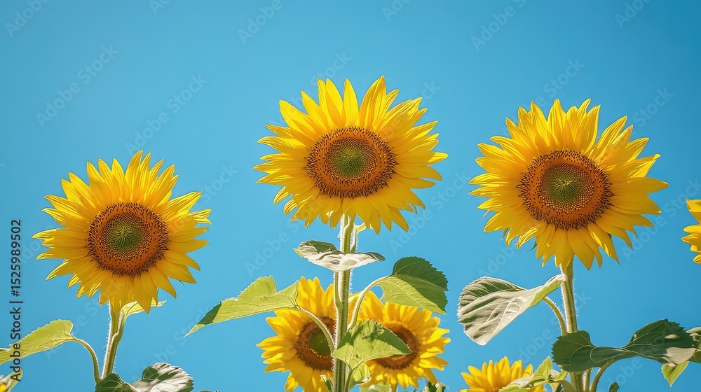 Obraz premium National Sunflower Day, 2 August, Sunflower with leaves,