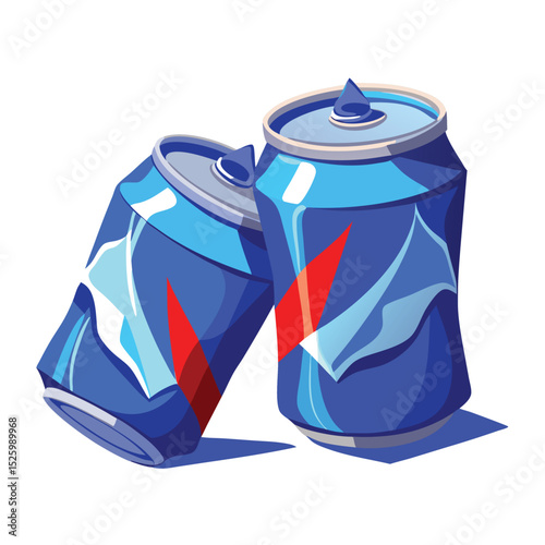blue crumpled-soda-cans-set-vector-image-on-white background