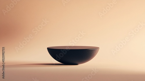 Elegant black podium for product showcase on soft peach gradient backdrop