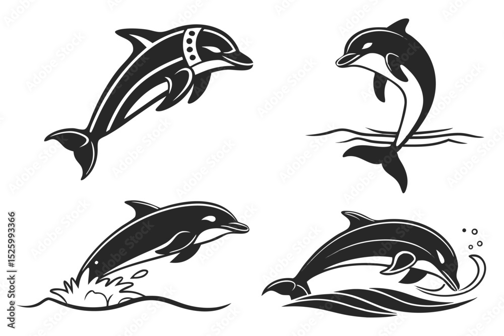 Naklejka premium set of dolphins
