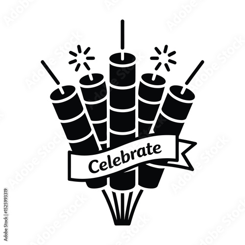 Bundle of dynamite sticks with fuse icon