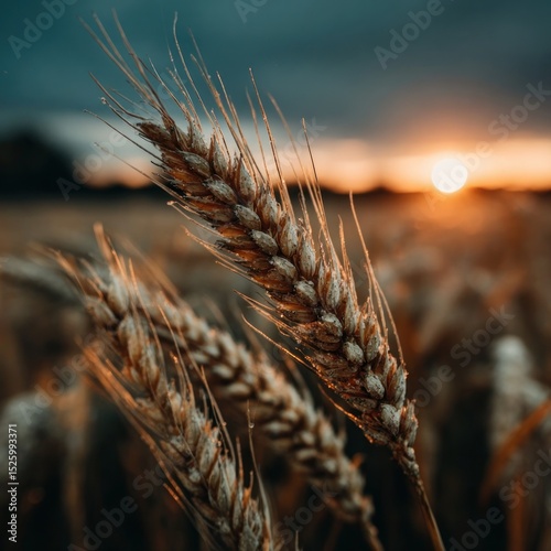 Golden wheat at sunset