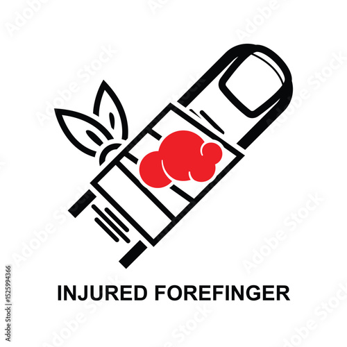 Injured forefinger with bandage icon isolated on background vector illustration.