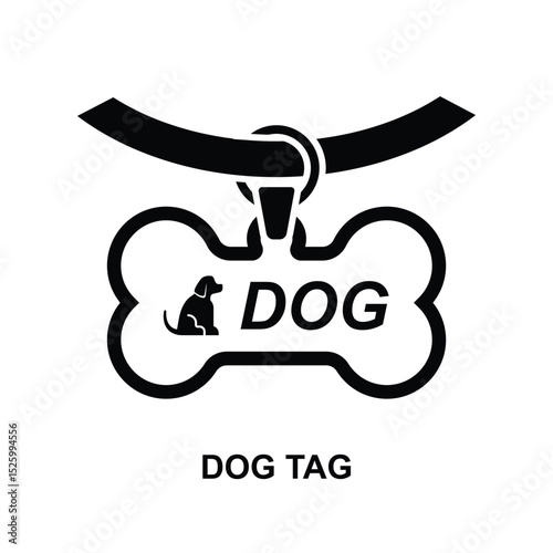 Metal bone dog tag icon isolated on background vector illustration.