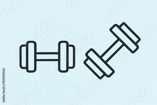 Dumbbells line and solid icon. Heavy weights barbel. Sport vector design concept, outline style pictogram on white background, use for web and app. Eps 10Dumbbell, Dumbbells icon, Barbell, Weights, 