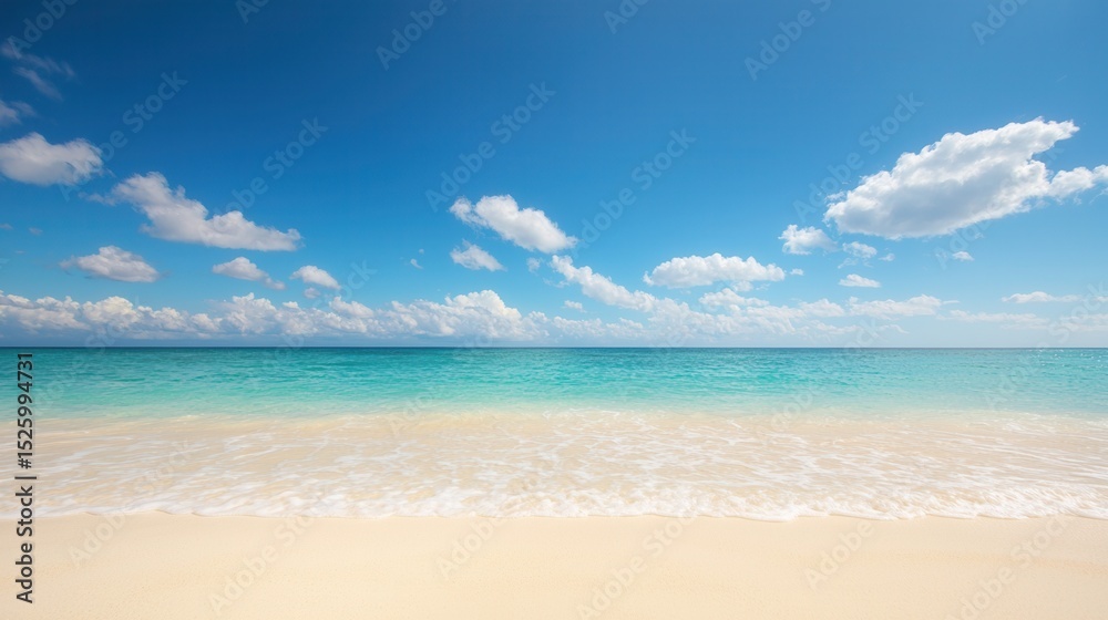 Obraz premium summer concept. Serene beach with turquoise water and a clear blue sky.