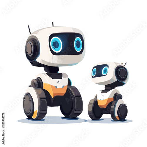 2D flat RC Robots illustration vector, isolated on a white background.