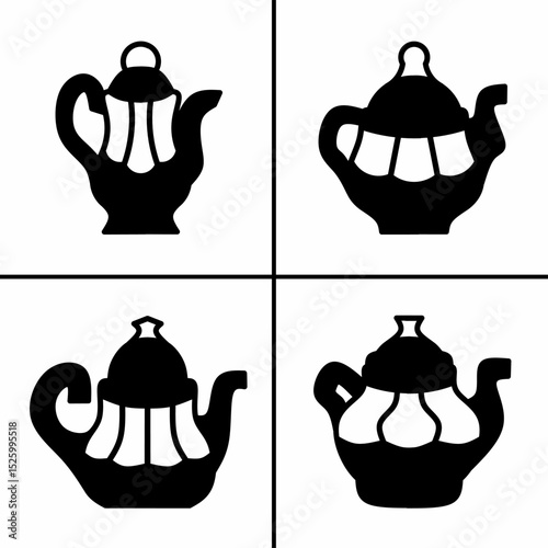 Vector black and white illustration of teapot icon for business. Stock vector design.