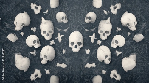 Skull pattern, dark background