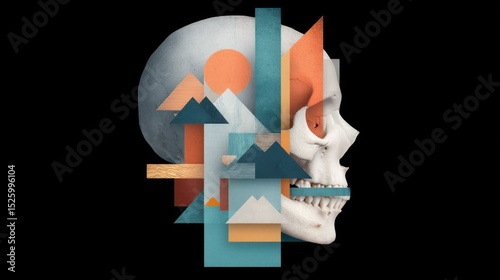 Skull with abstract landscape