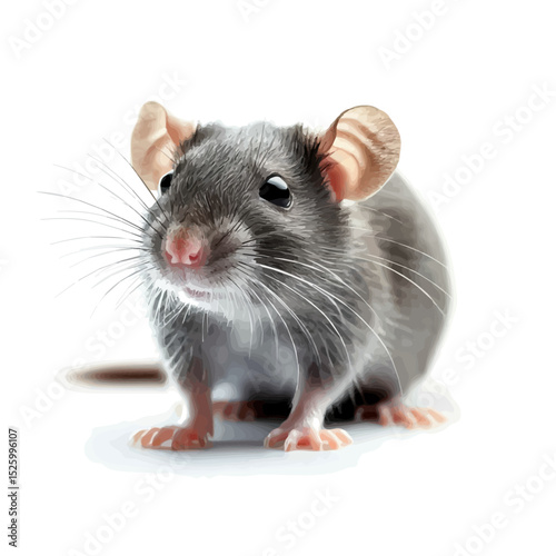 Rat Close Up illustration vector 2D flat, isolated on a white background.