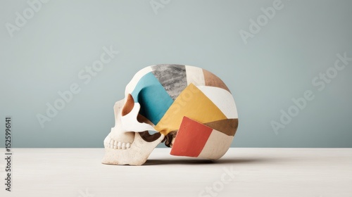 Skull with colorful geometric patterns
