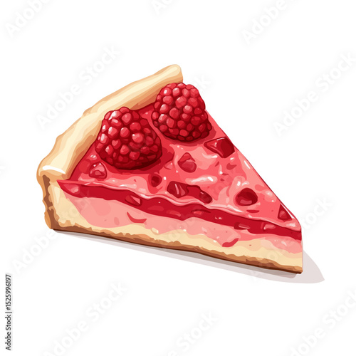 Raspberry Slice 2D flat vector illustration, isolated on a white background.