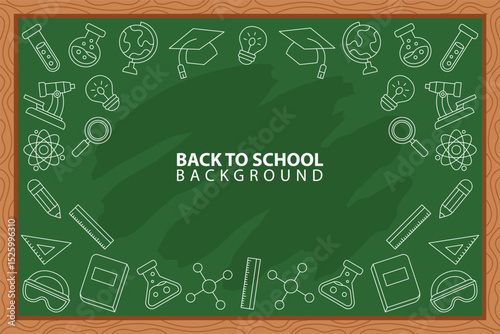 Back to school element and blackboard template vector background