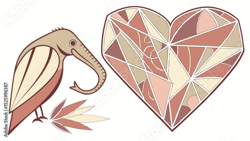 Colorful Origami Heart in Earth Tones