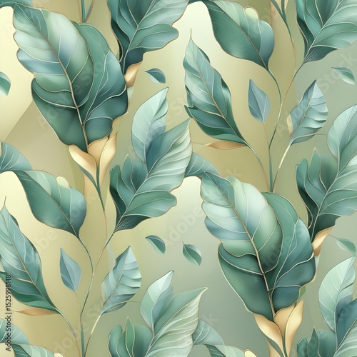 Seamless pattern with leaves Generative AI 