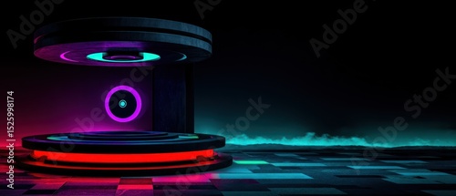 Futuristic neon stage