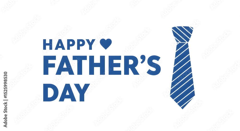 Obraz premium Father's Day Typography Design with Striped Blue Tie on White Background