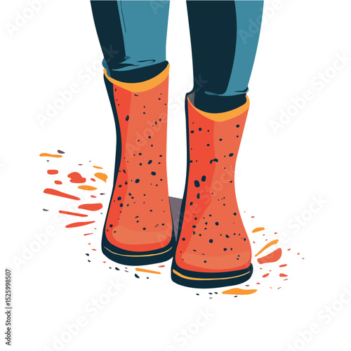 2D flat Rain Boots vector illustration, isolated on a white background.