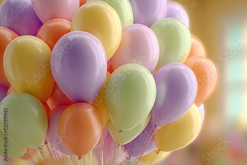 Pastel balloons in a cluster