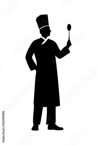 Silhouette of a chef holding a ladle