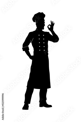 Silhouette of a chef making an OK gesture