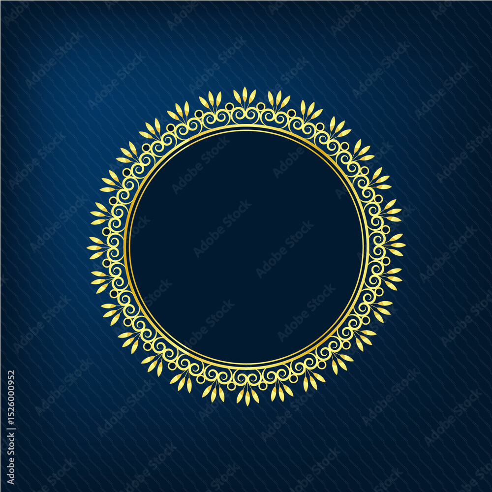 Naklejka premium blue background with golden frame